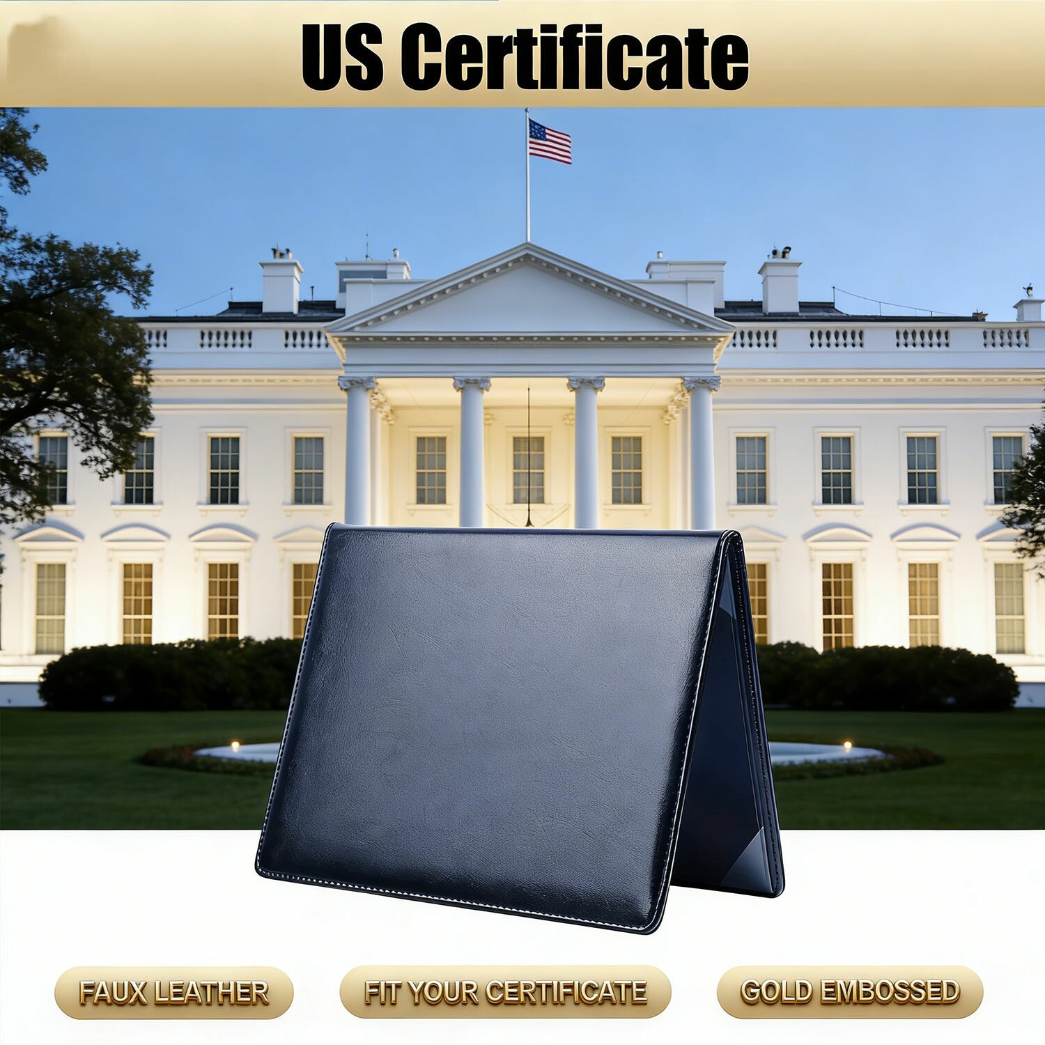 US Citizenship Certificate Holder - US Citizenship Gifts-Gold American Seal Logo
