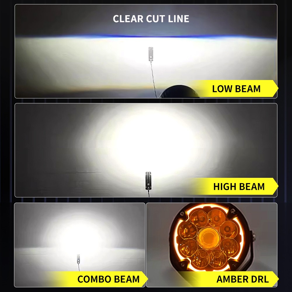 Pair LED Auxiliary Driving Spot Fog Lights Hi/low Beam Motorcycle Adventure Bike