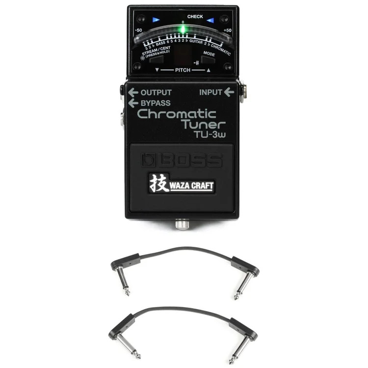 Boss TU-3W Waza Craft Chromatic Tuner with EBS Patch Cables