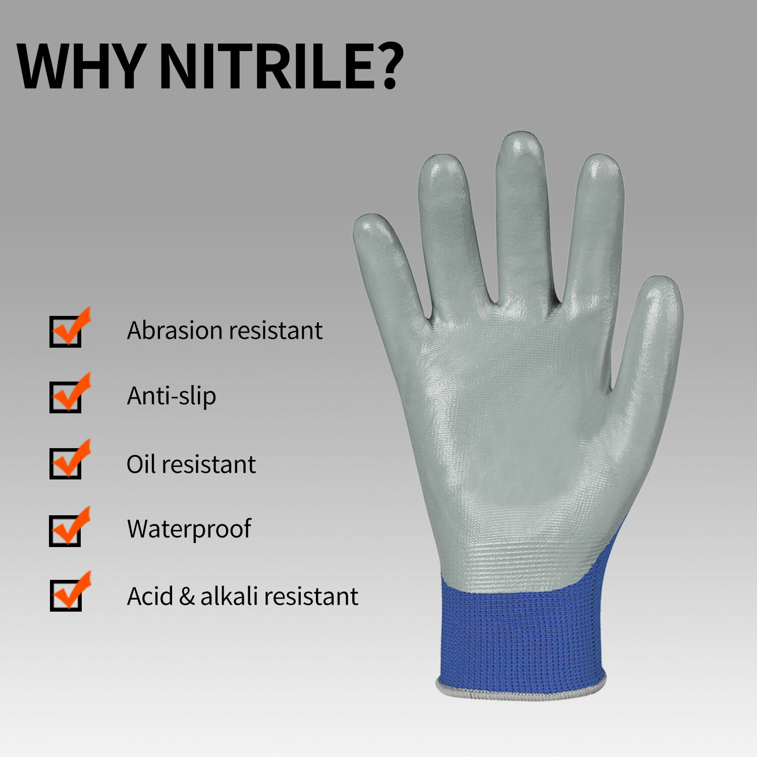 Vgo 3/5/10 Pairs Nitrile Coat Garden Gloves,Construction Work Gloves(NT2110)