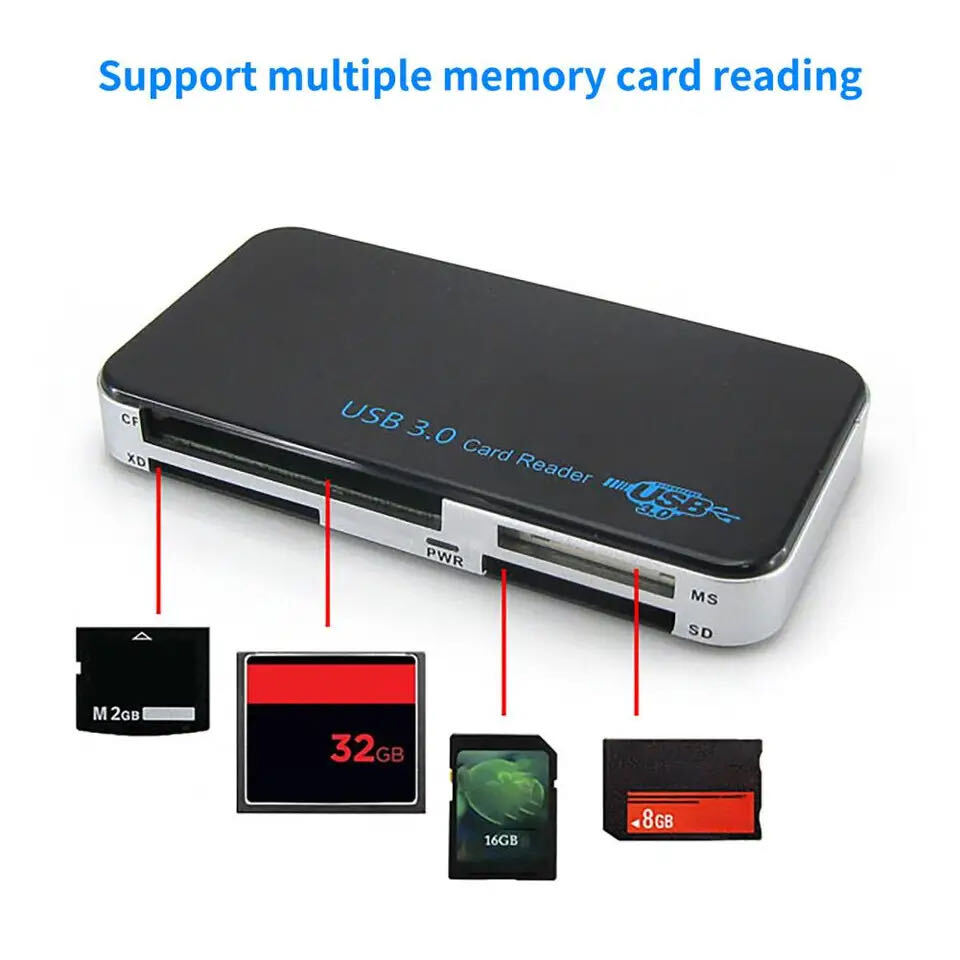 USB 3.0 Memory Card Reader Adapter 5GBPS Fit CF/TF/SD/Micro SD/XD/M2/MS Card Lot