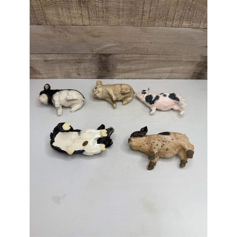 Gerson Farmhouse Pig Figurines Set of 5 Rustic Country Decor Multicolor