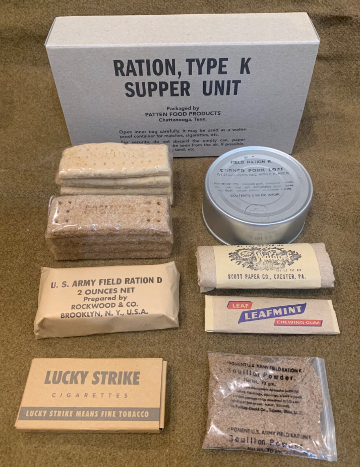 Early-Mid War Fully Edible WWII Reproduction K Ration Breakfast Dinner Or Supper