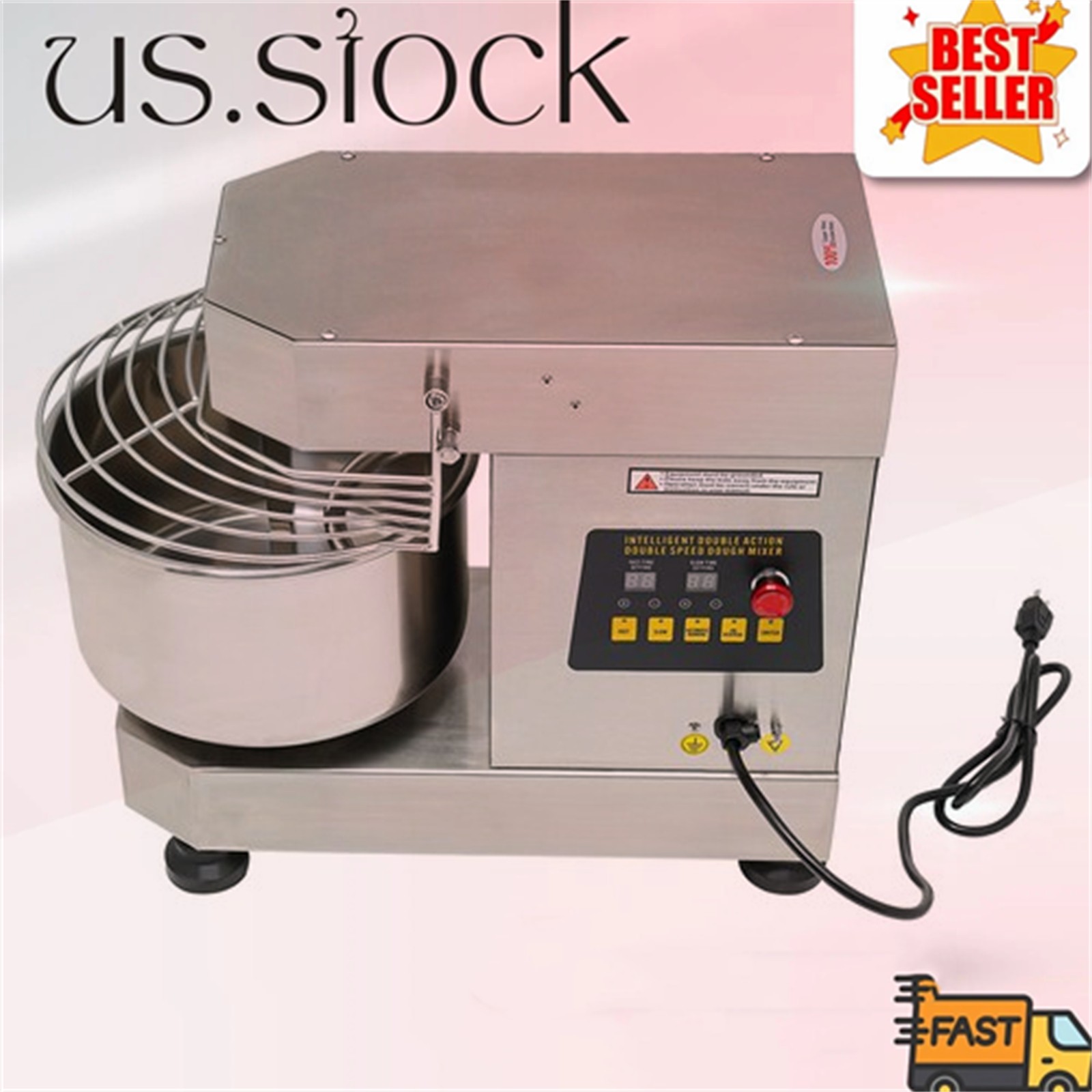 12Qt 2-Speed Commercial Food Mixer Electric Dough Mixer Pizza Bakery Mixer 750W