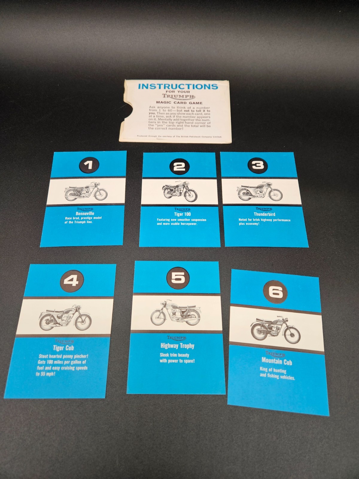 Triumph Motorcycle Magic Card Game Dealer Giveaway Set of 6 Cards