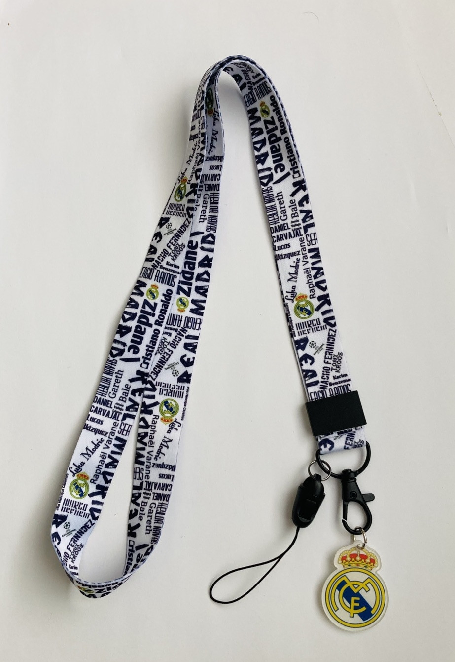 Real Madrid Football Soccer Lanyard ID Holder, Real Madrid Lanyard Keychain.