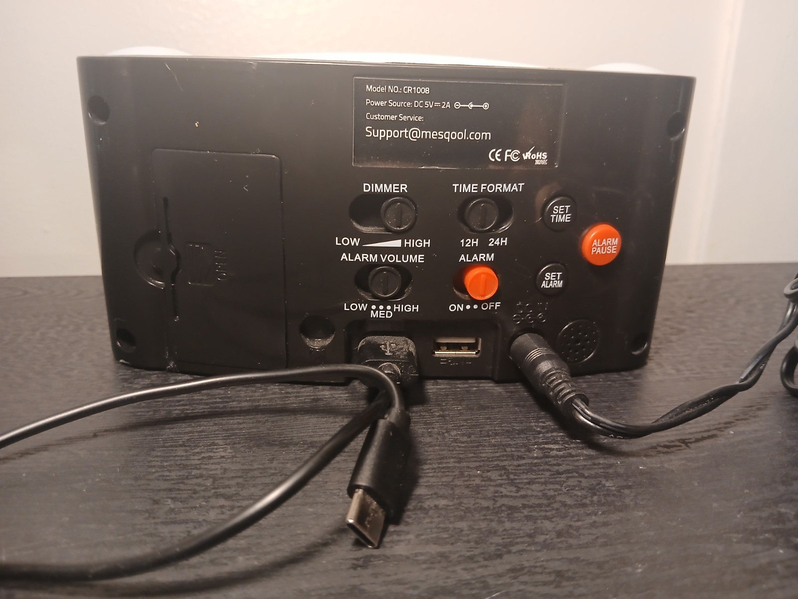 Alarm Clock 7.5" Large Display LED Digital Clock with 7 Color Nightlight+ 2 Usb