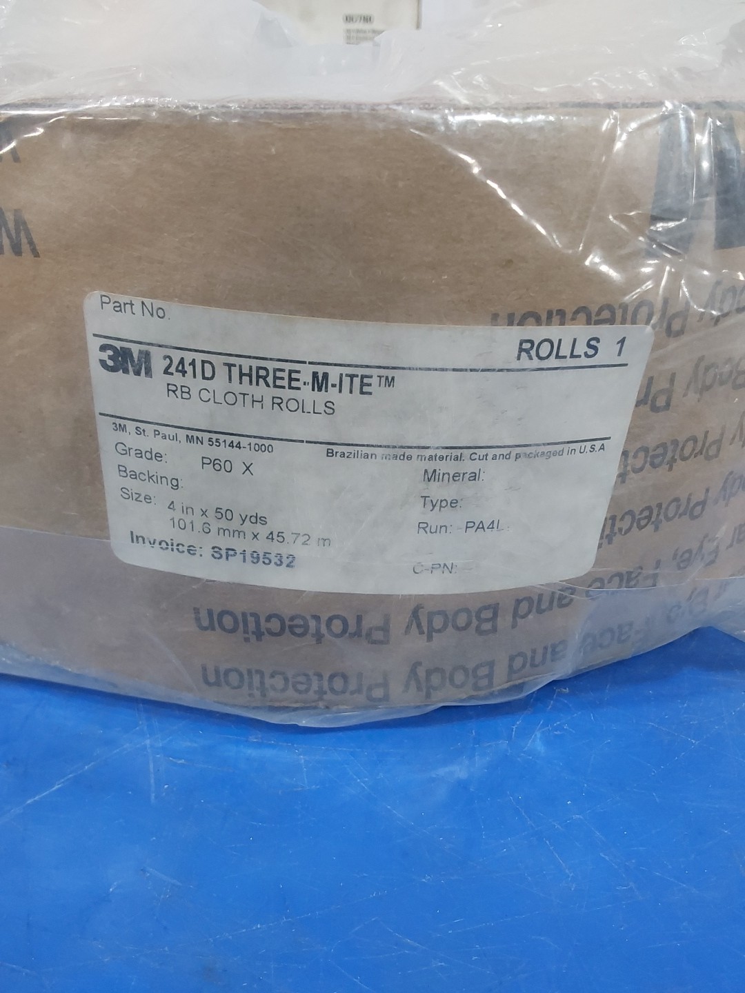 New 3M 241D THREE-M-ITE 4" x 50 Yds P60 X Grit Sanding Cloth Utility Shop Roll