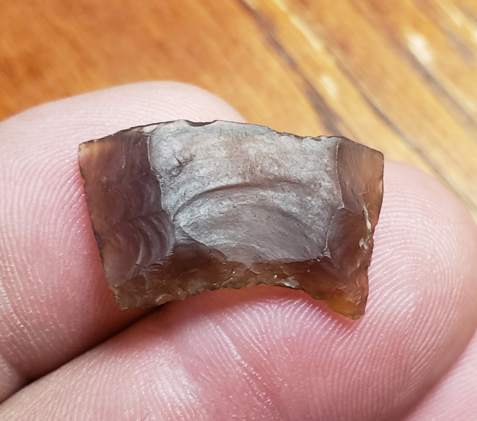 9/16" x 15/16" Knife River Flint Folsom Arrowhead Base- Mountrail County, ND