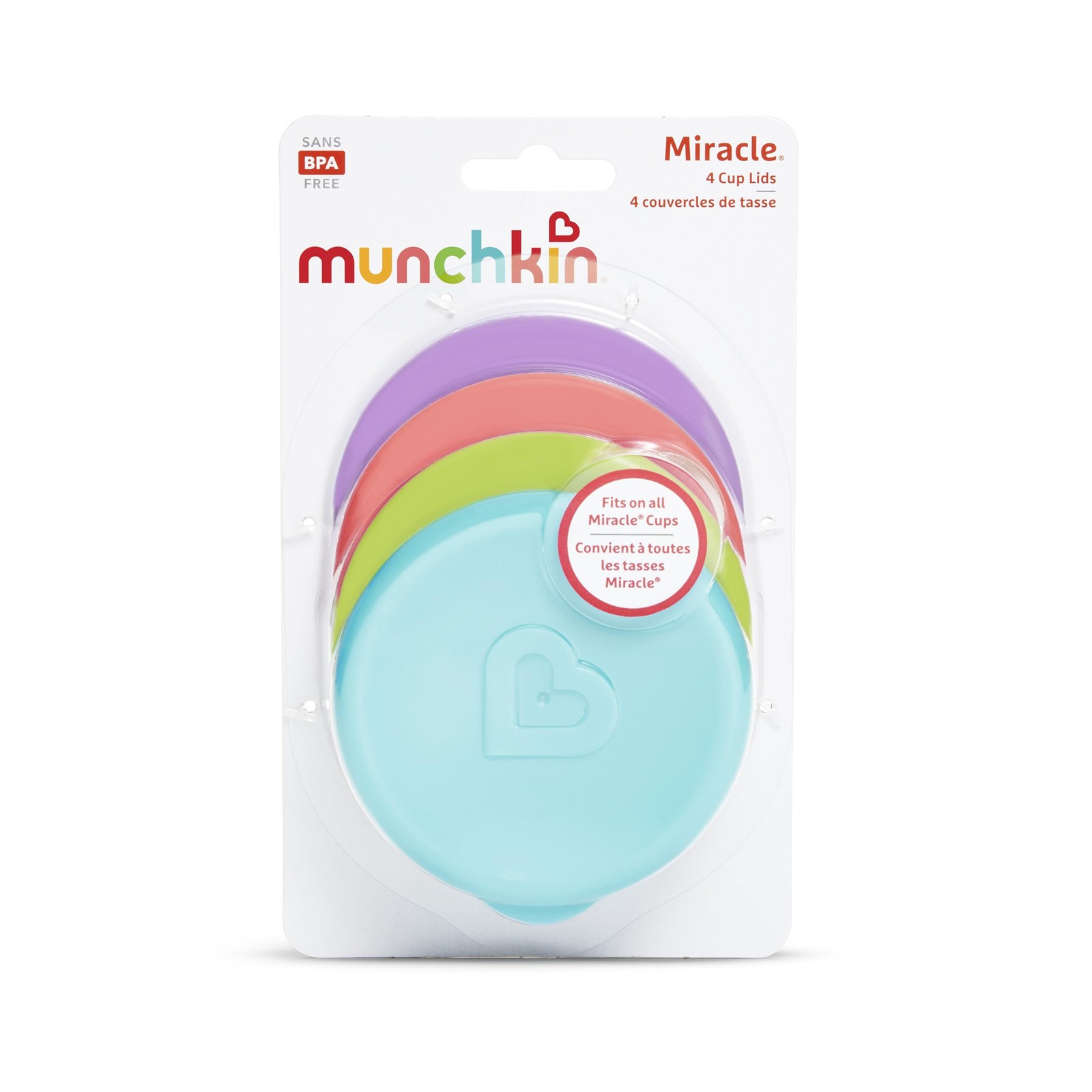 Munchkin® Miracle® 360 Sippy Cup Lids, 4 Count, Pink/Blue/Green/Purple