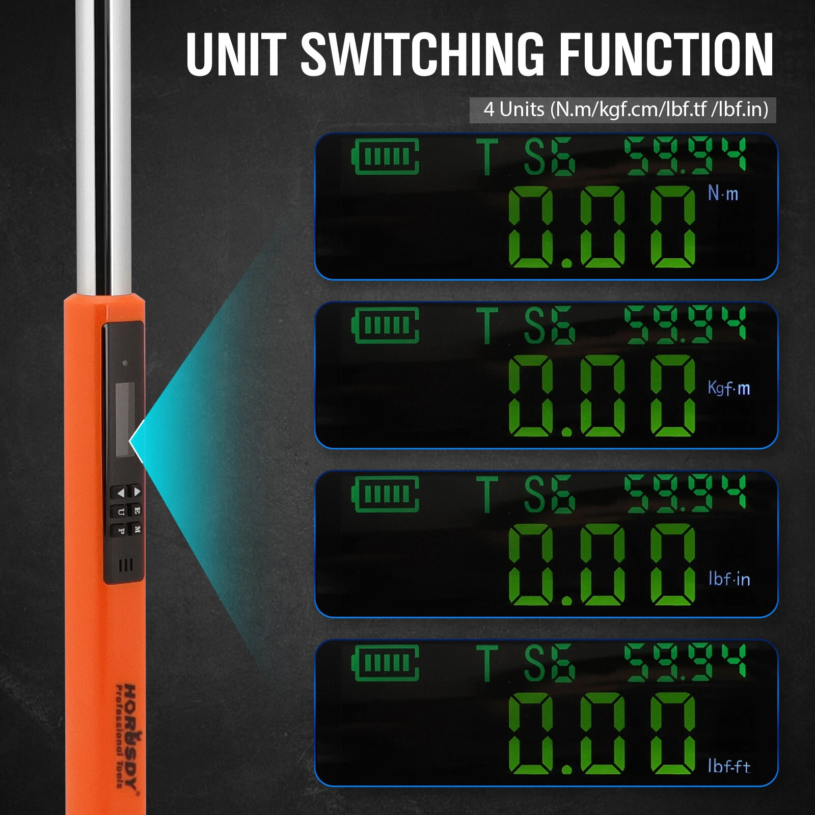 6PC 3/8" & 1/2' Drive Electronic Digital Torque Wrench Adjustable Set 3-340N.m