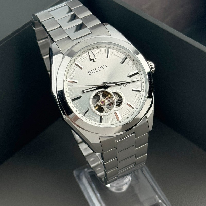 Bulova Surveyor Silver Tone Dial Automatic Men's Watch 42 mm 96A274