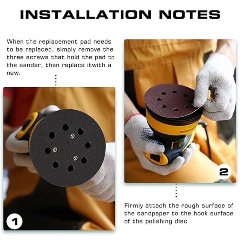 2X 5" Orbital Sander Pad Hook&Loop For DeWalt DW4388 D26450 D26451 D26453 D26456