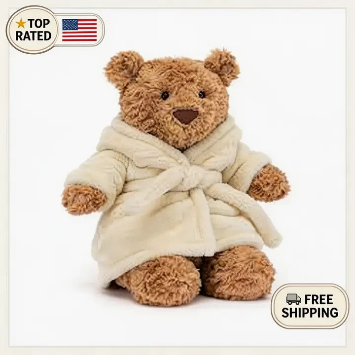 Jellycat Lovely Bartholomew Bear Bathrobe plush doll Brand New With Tag Dust Bag