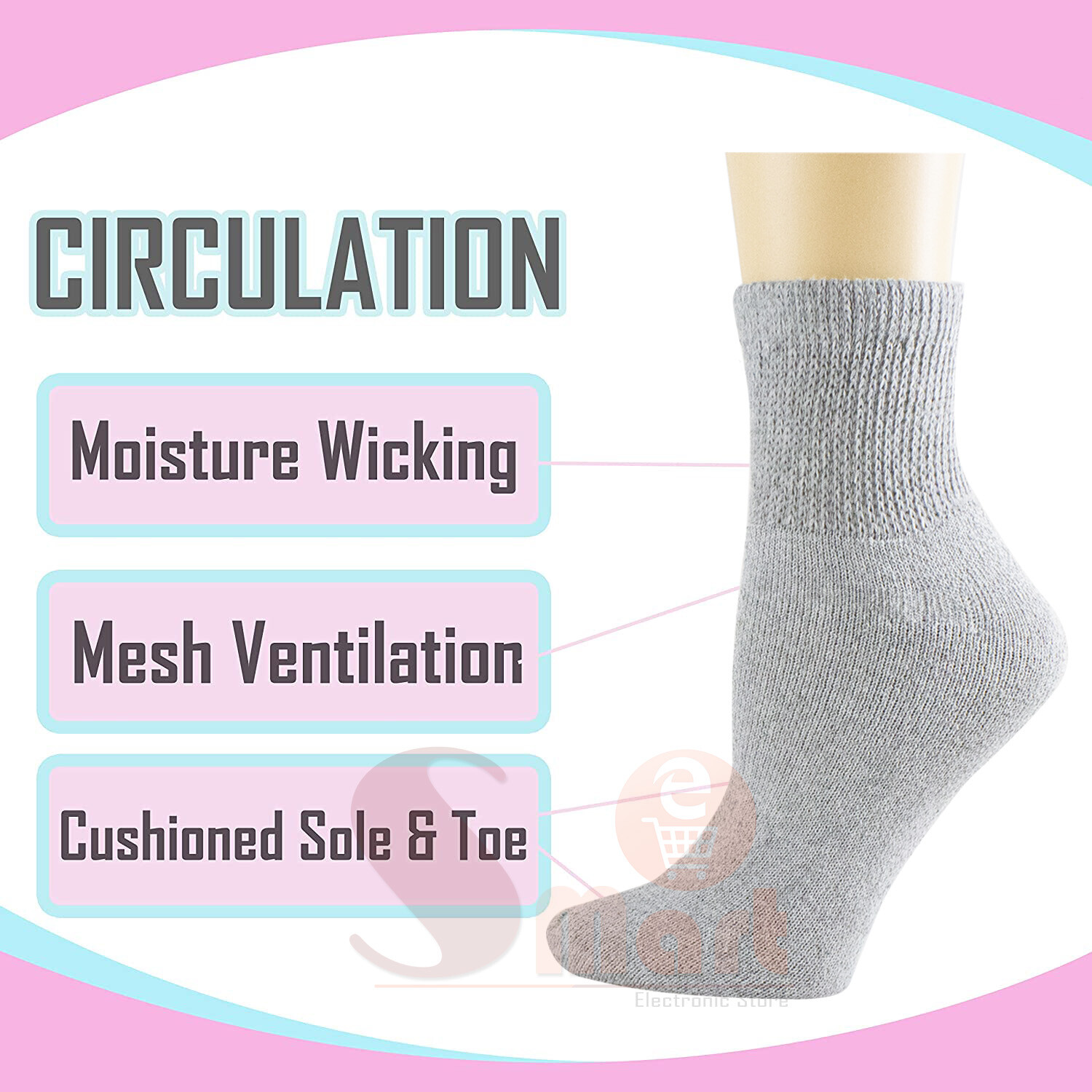 3-12 Pairs Men Women Health Circulatory Quarter Ankle Cotton Diabetic Socks