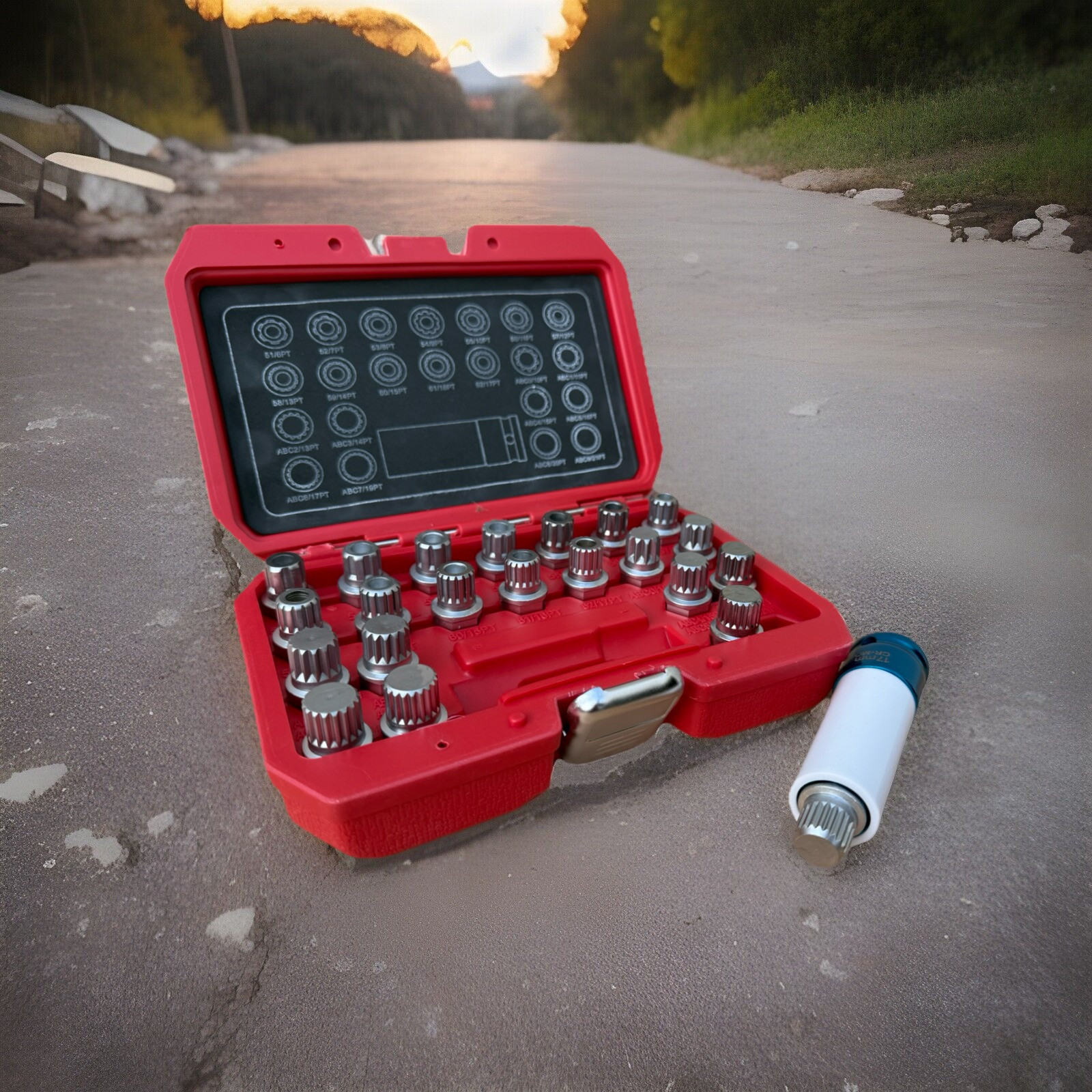 23pcs Anti-Theft Wheel Locking Lug Nut Key Set Ribe & Spline Bit Fit VAG Audi VW