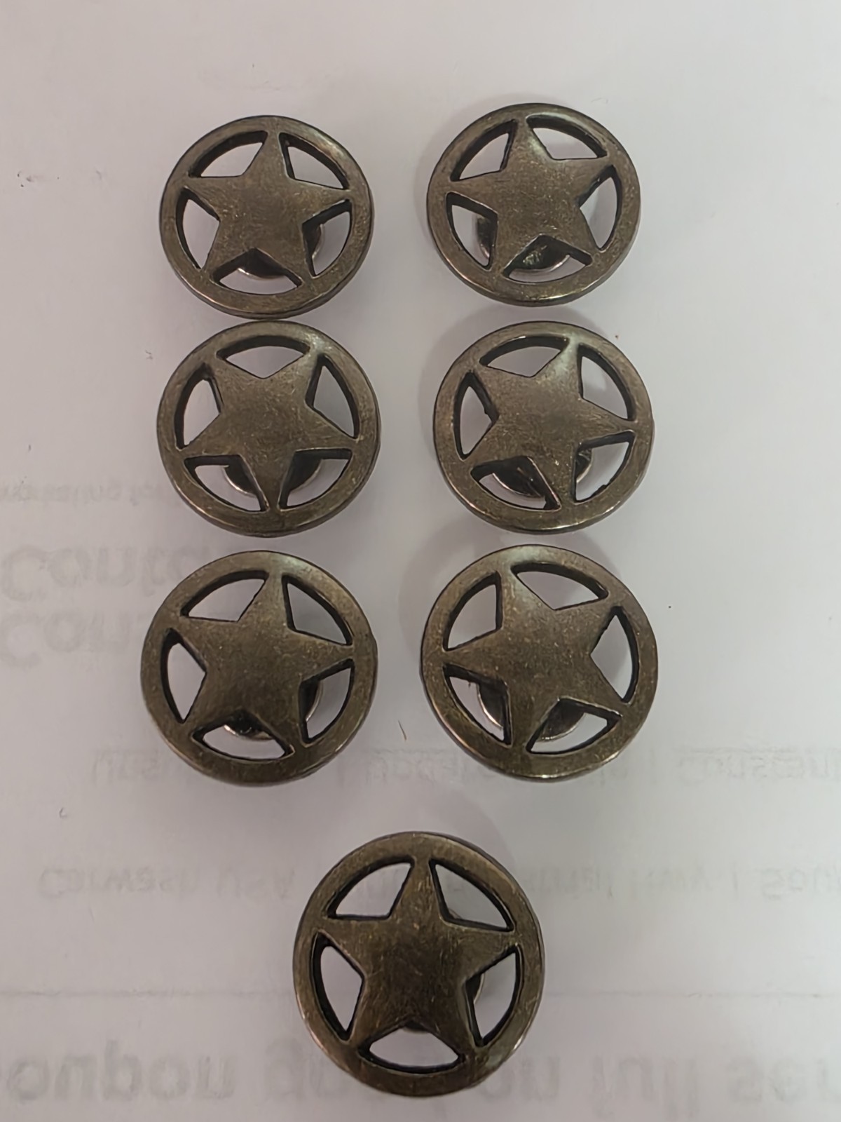 Lot of (7) Vintage  Brass Ivan WESTERN TEXAS STAR CONCHOS SCREWBACK