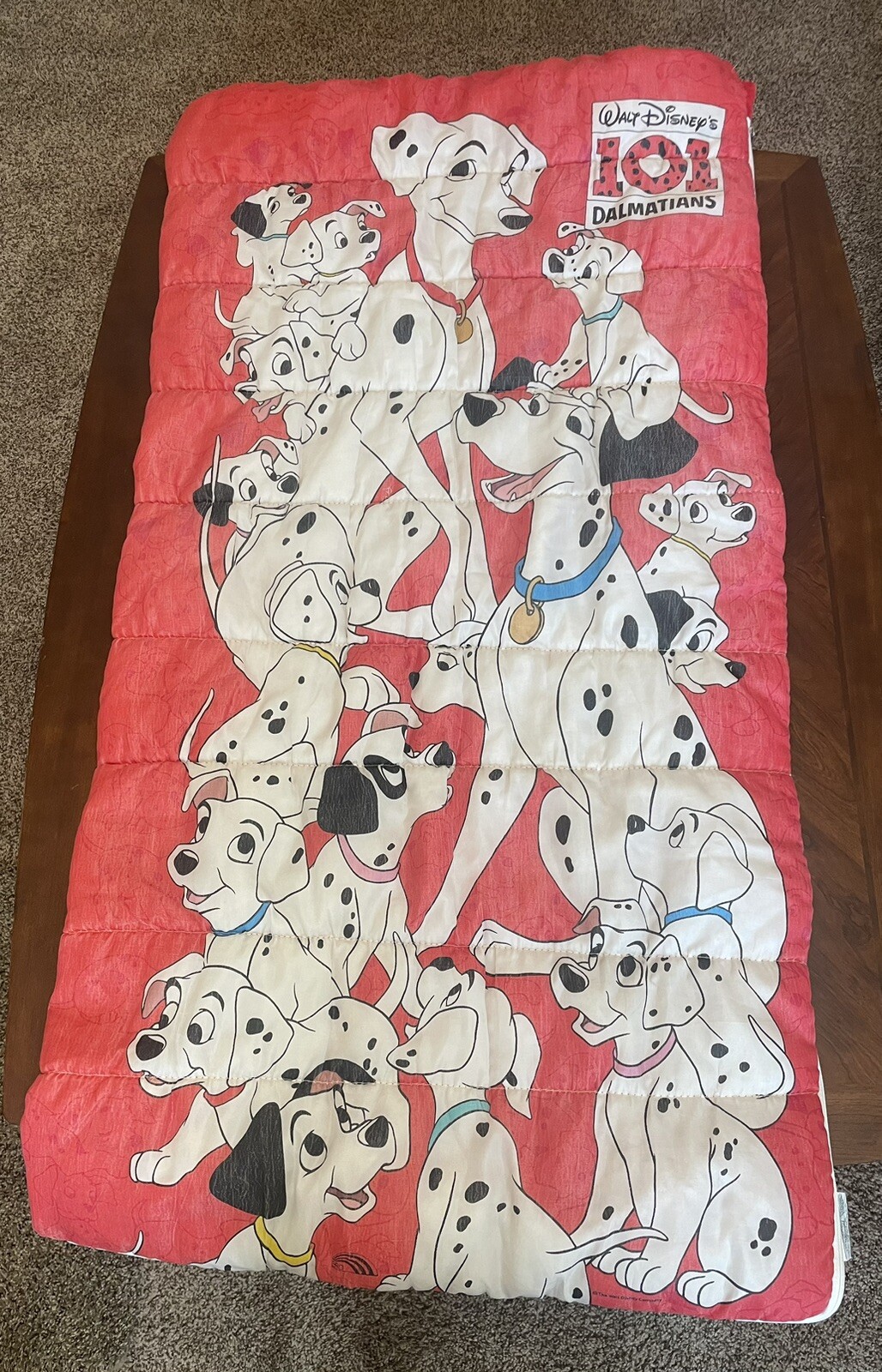 Vintage 90's  Disney 101 Dalmatians Red Double Sided Youth Sleeping Bag Read