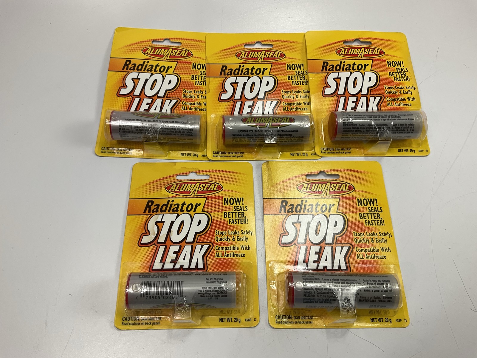 (5) Packs - AlumAseal ASBPI12 Radiator Stop Leak Powder Blister Card 20G Repair