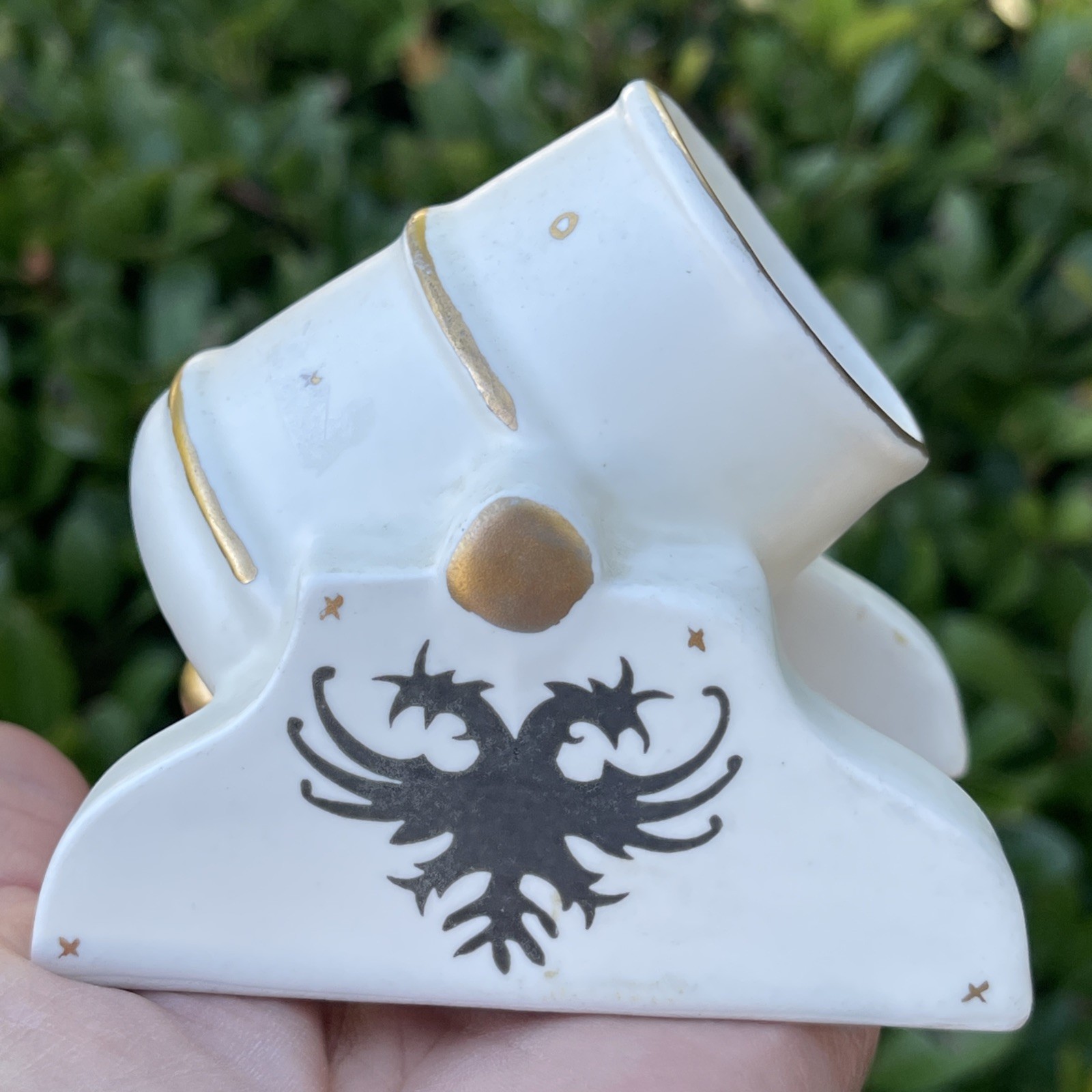 Double Headed Eagle Porcelain Canon Heraldic Military Figurine Artillery