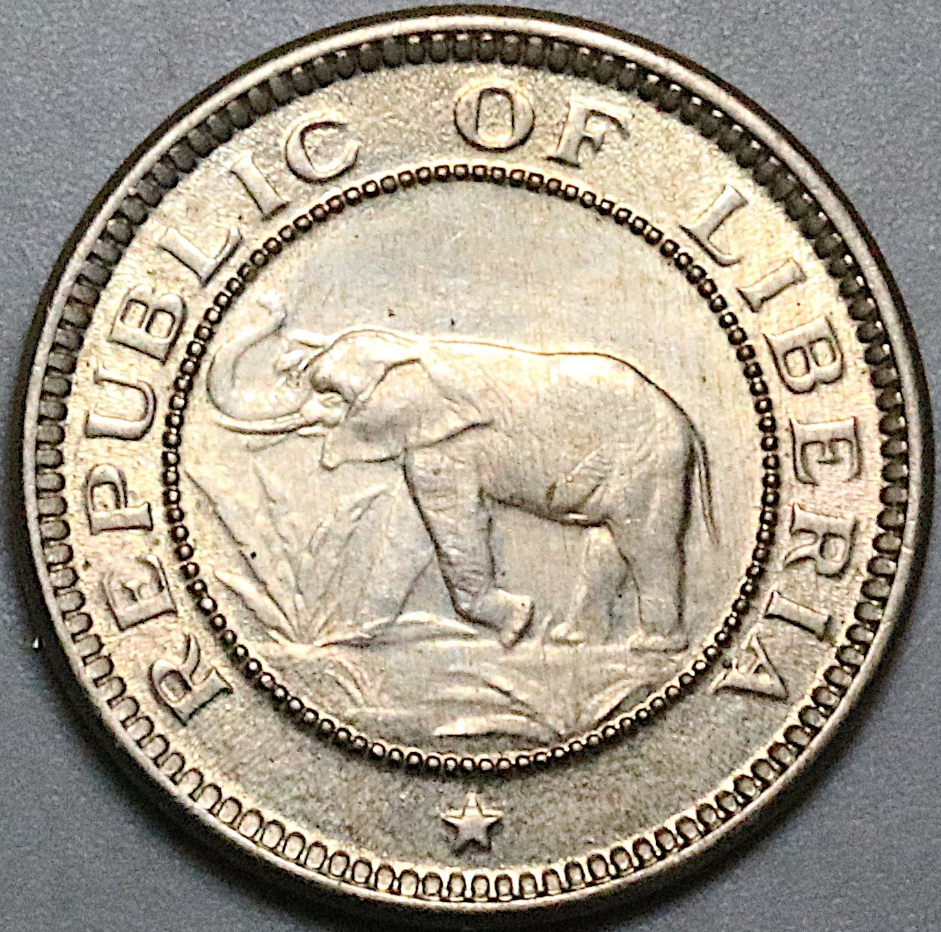1941 Liberia 1/2 Cent Elephant Palm Tree African AU Coin (25090104R)