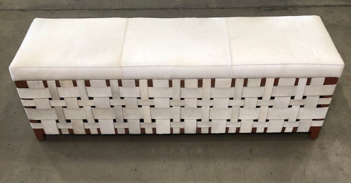 Arteriors Home Elis Bench White Hair on Hide Rose Gold Steel Frame**