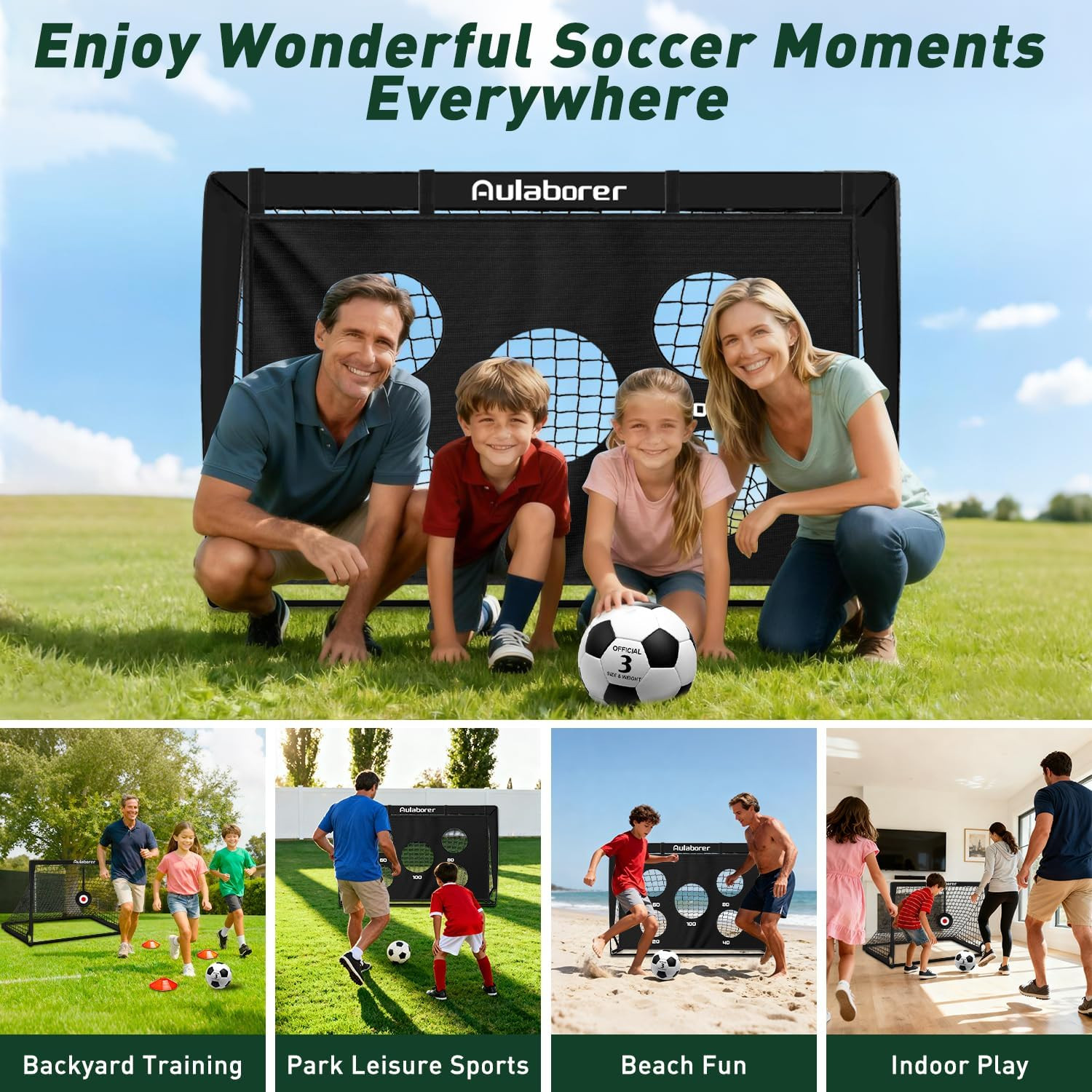 Soccer Goal, 4X3Ft Kids Soccer Goals Set for Backyard, Portable Pop-Up Soccer Ne
