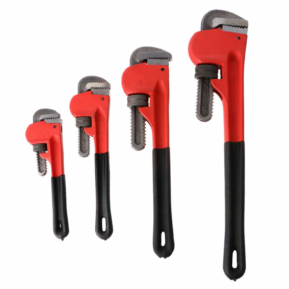 4pc Heavy Duty Pipe Wrench Set Monkey Heat Treated Adjustable 8" 10" 14" 18" NEW