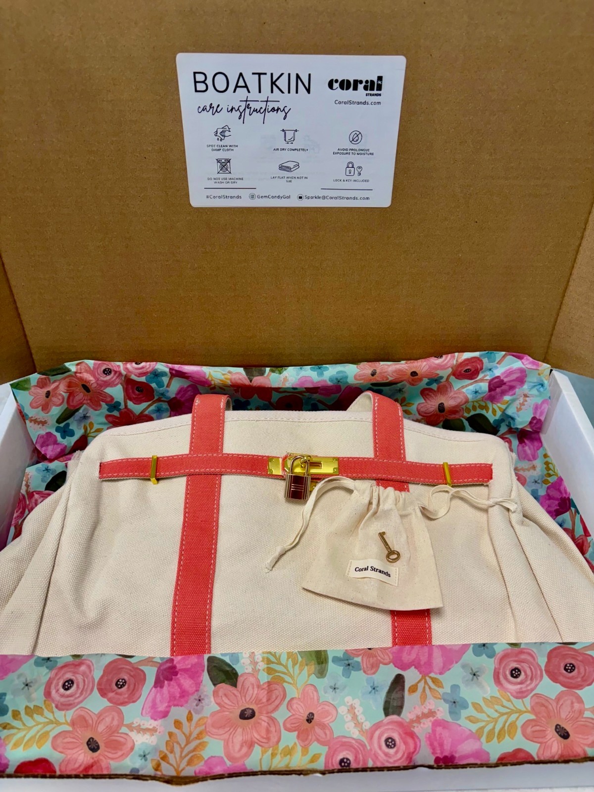 Boatkin Canvas Boat Tote, Large Beach Bag with FREE Lock, Key and Zip Pouch