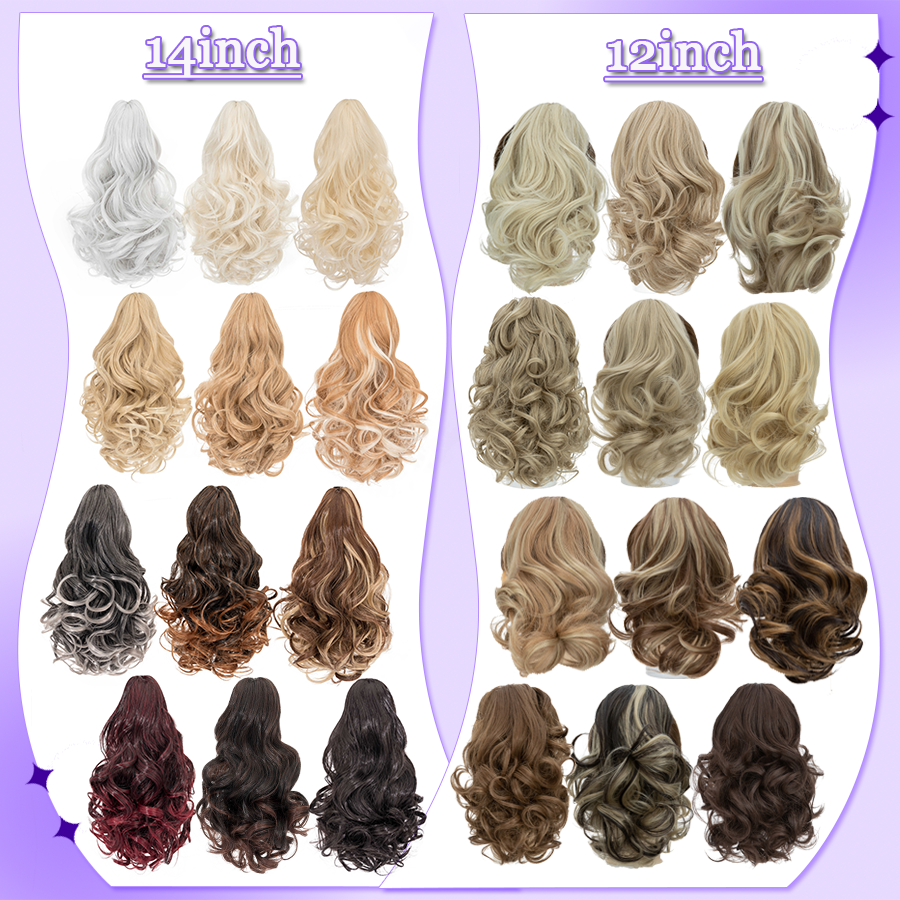 14" Short Claw On Ponytail Hair Extensions Natural Clip Pony Tail Thick As Human