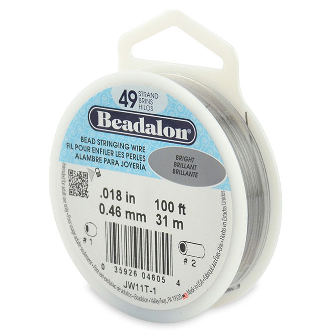 Beadalon Bead Stringing Wire 49 Strand 30/100 FT. BRIGHT Various Sizes + Colors