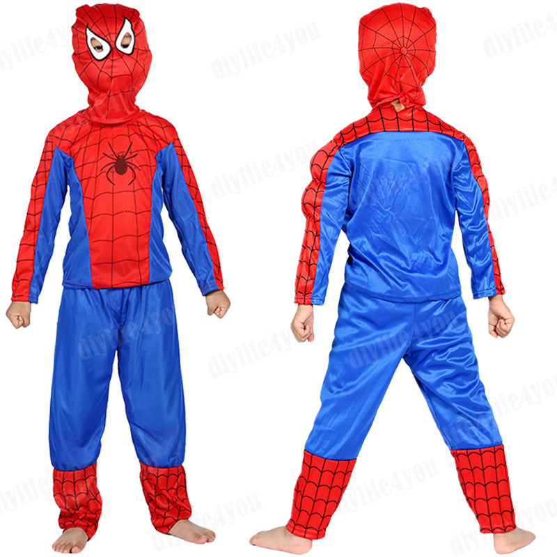Kids SpiderMan Cosplay Costume Boys Tobey Maguire Outfit Jumpsuit Clothes 3-7Age