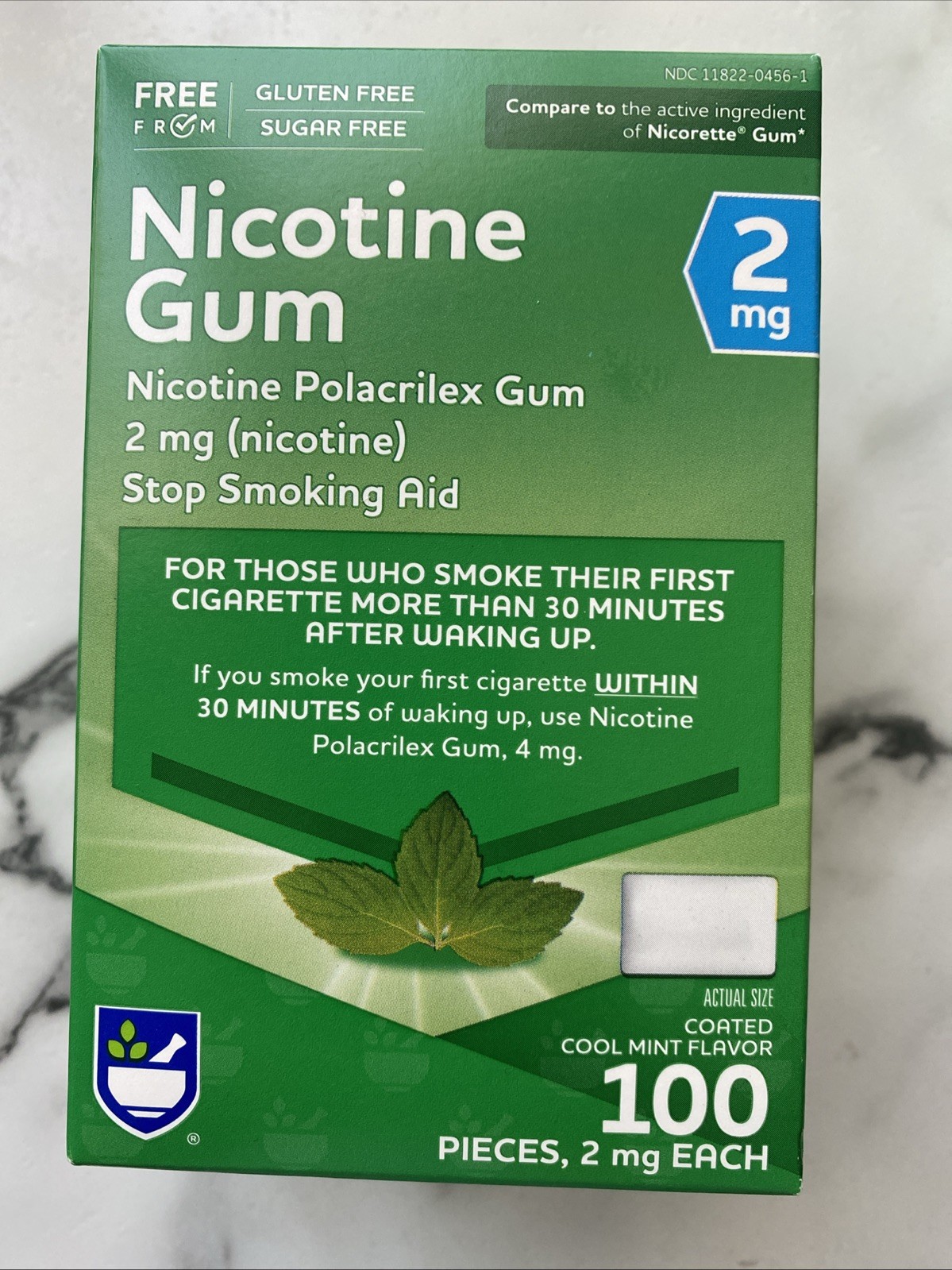 Rite Aid Nicotine Gum Coated Cool Mint 2MG Ea 100 Count Sugar Free