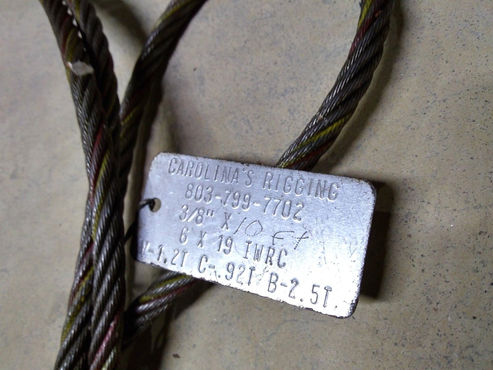 Wire Rope Sling Choker 3/8 in. x 10 FT 6 x 19 EIP IWRC Domestic USA 3/8" x 10'