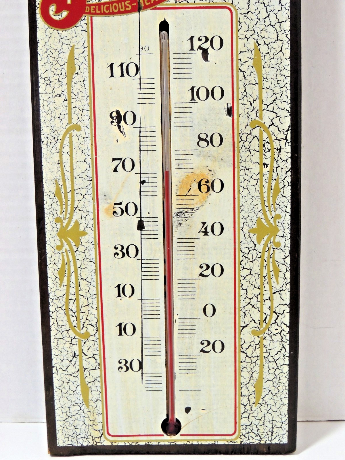 VINTAGE 1973 PEPSI COLA WOODEN ADVERTISING THERMOMETER FANCY LADY in BAR, WORKS!