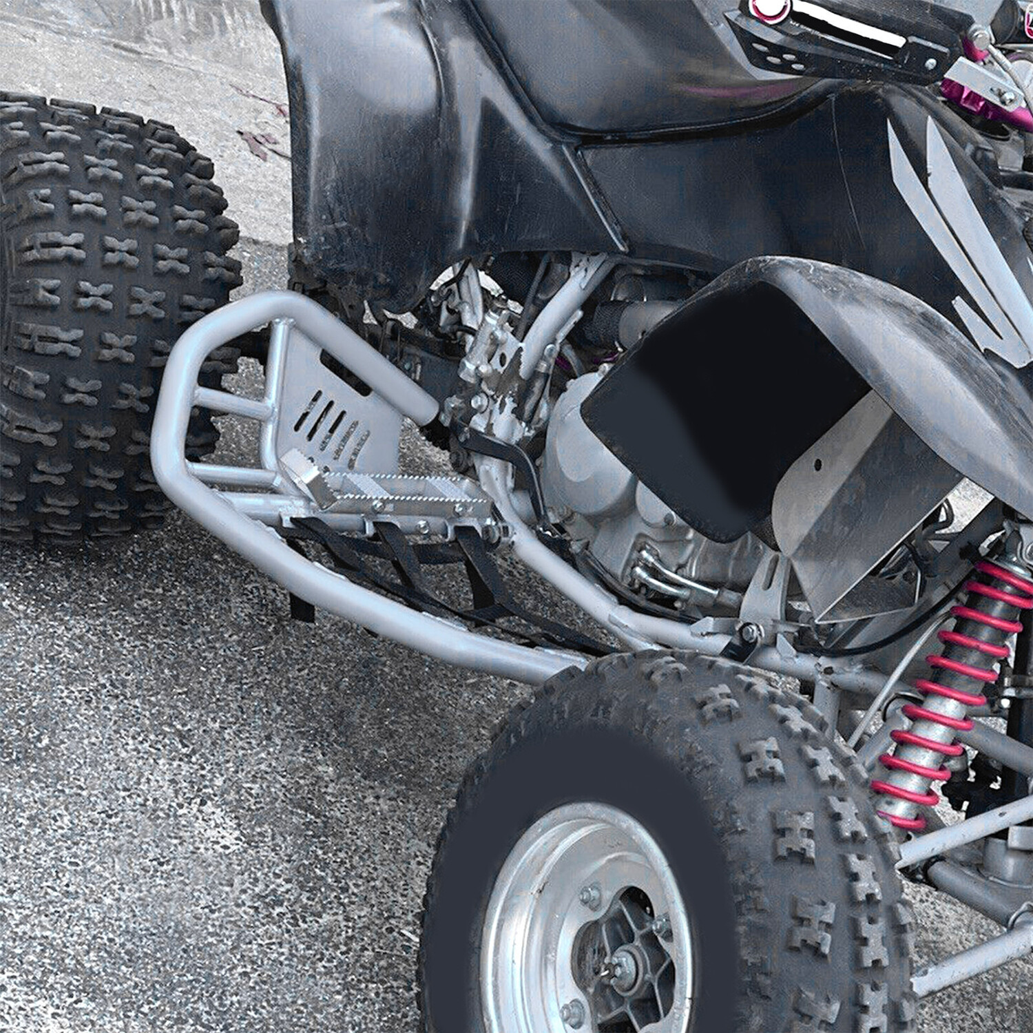 For Honda Sportrax 400 TRX 400EX 400X Nerf Bars Pro Peg Silver Bars Black Nets