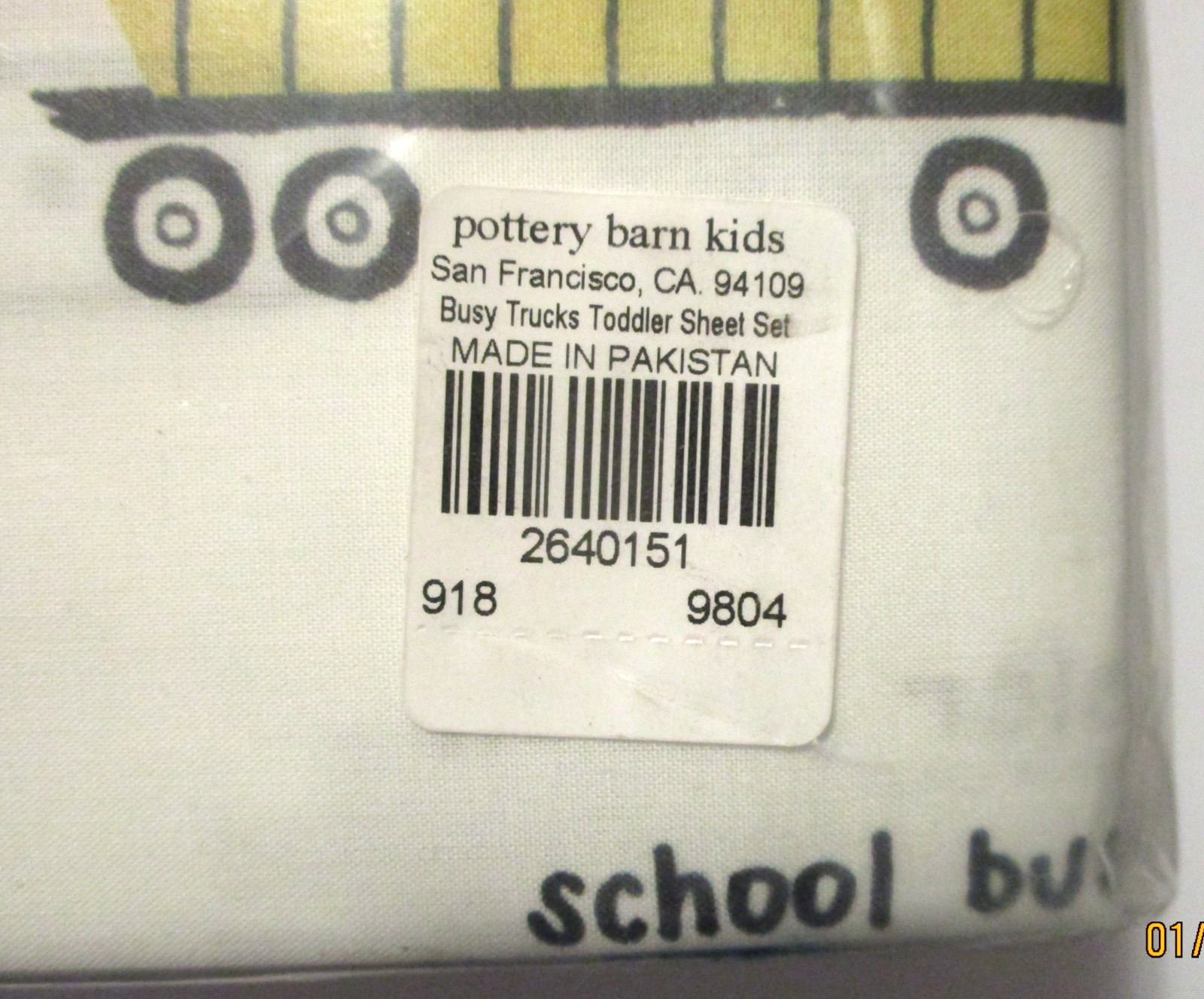 Pottery Barn Kids Busy Trucks Toddler Organic Sheet Set