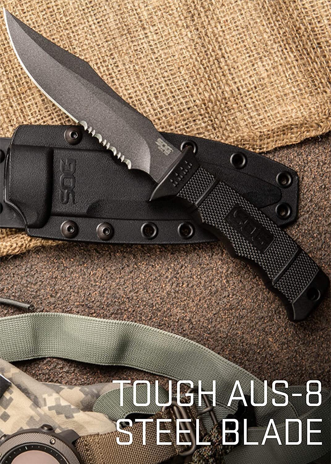 SOG Fixed Blade Knives with Sheath - SEAL Pup Tactical Knife, Survival Knife