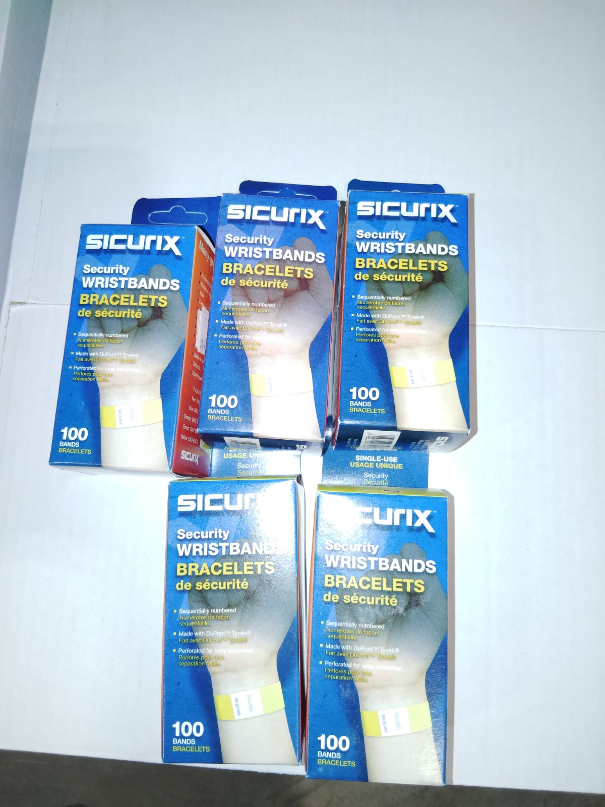 500 Count Wristbands for Events, yellow Tyvek Material, Security Bracelets