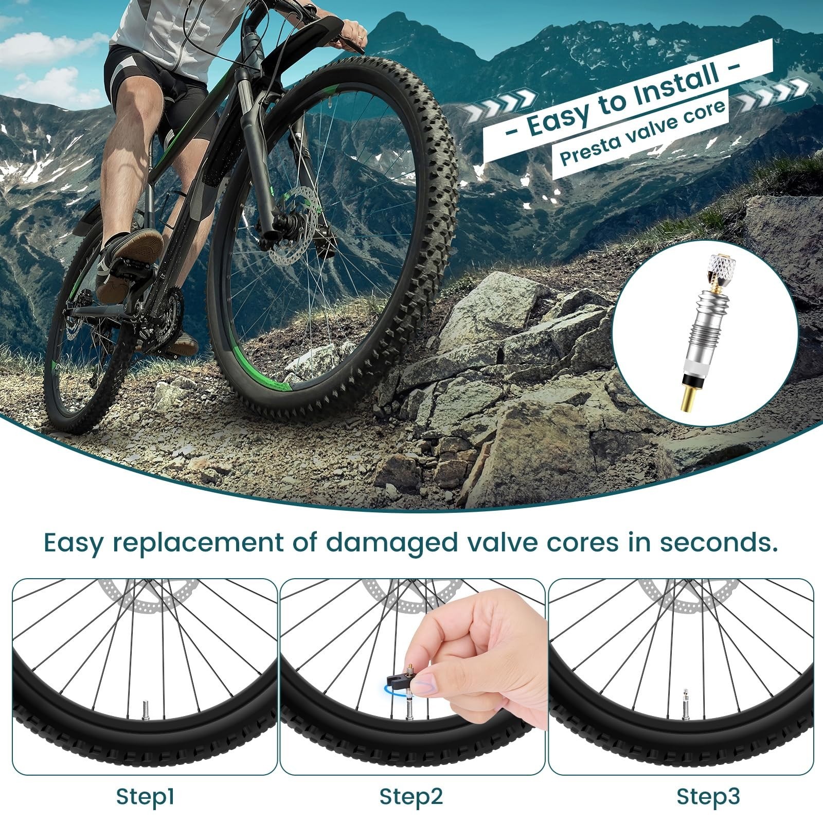 20 Pcs Professional Brass Presta Valve Core & Stem Leak-Proof Silver New