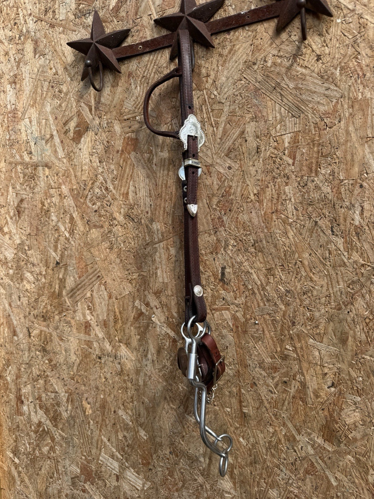 USED CIRCLE Y STAMPED SILVER ONE EAR HEADSTALL REINSMAN LIFTER CURB BIT