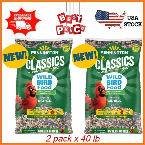 2 pack Pennington Classic Wild Bird Feed and Seed, 40 lb. Bag FREESHIPPING