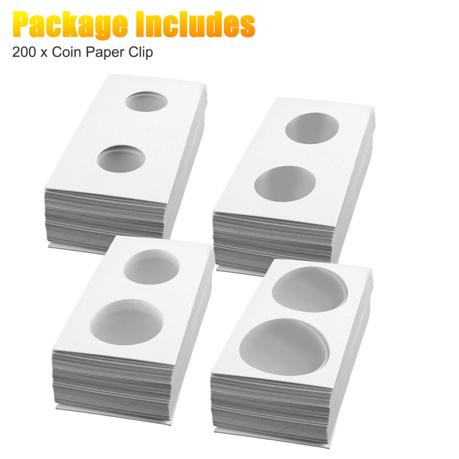 200 Assorted Coin Holder 2X2 Cardboard Mylar Flip For Penny Nickel Dollar 4 Size