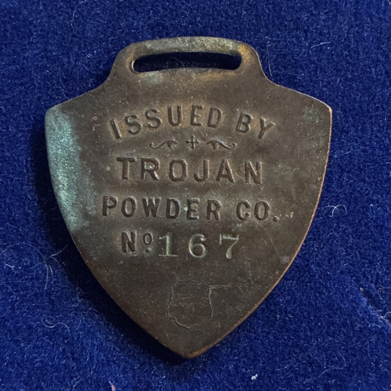 Trojan Powder Co. Watch Fob Medal WWI Era Munitions Manufacture War Service ww2