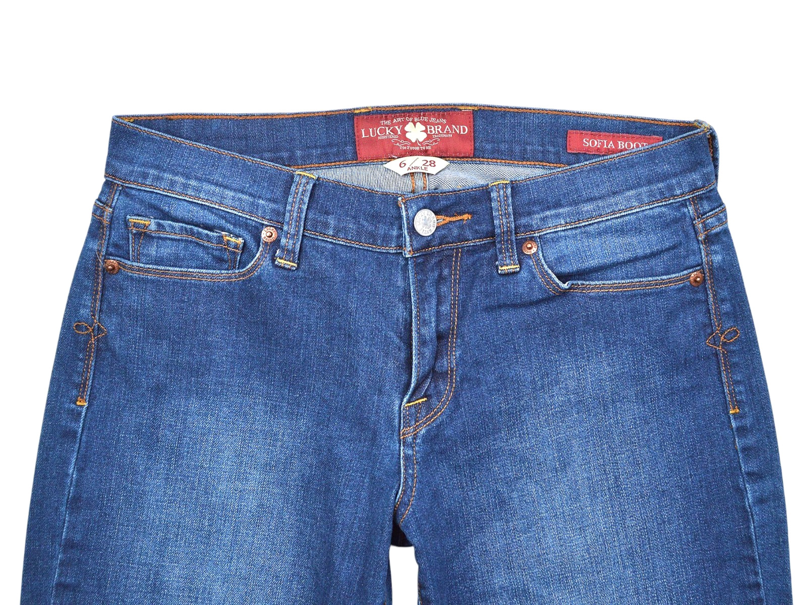 Lucky Brand Sofia Boot Jeans Womens 6/28 Low Rise Blue Denim Stretch Medium Wash