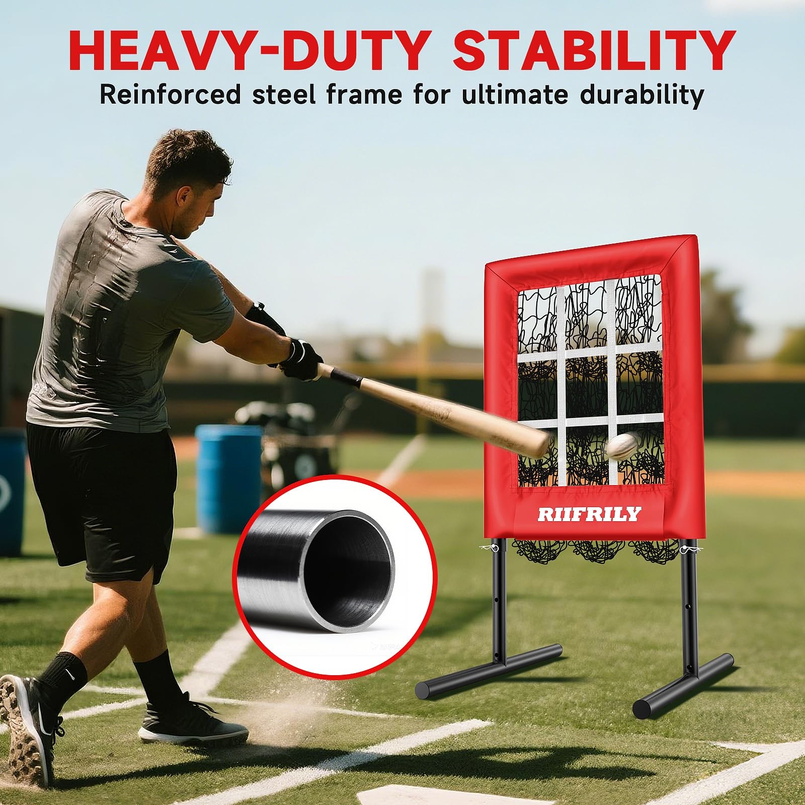 Heavy-Duty 9 Hole Baseball Pitching Net with Pitching Target Pockets, Regulat...