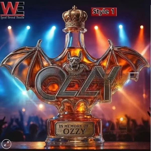 In Memory Of Ozzy Whiskey Bottle Osbourne Wing Glass Decanter Unique Gift 300ml