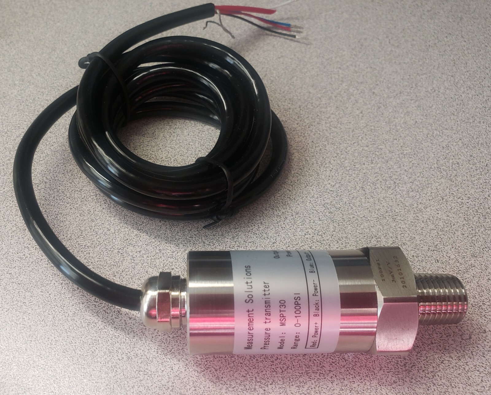 mV/V Pressure Transducer, 10,000 PSI Range. mV/V Pressure Sensor, 10K PSI Range