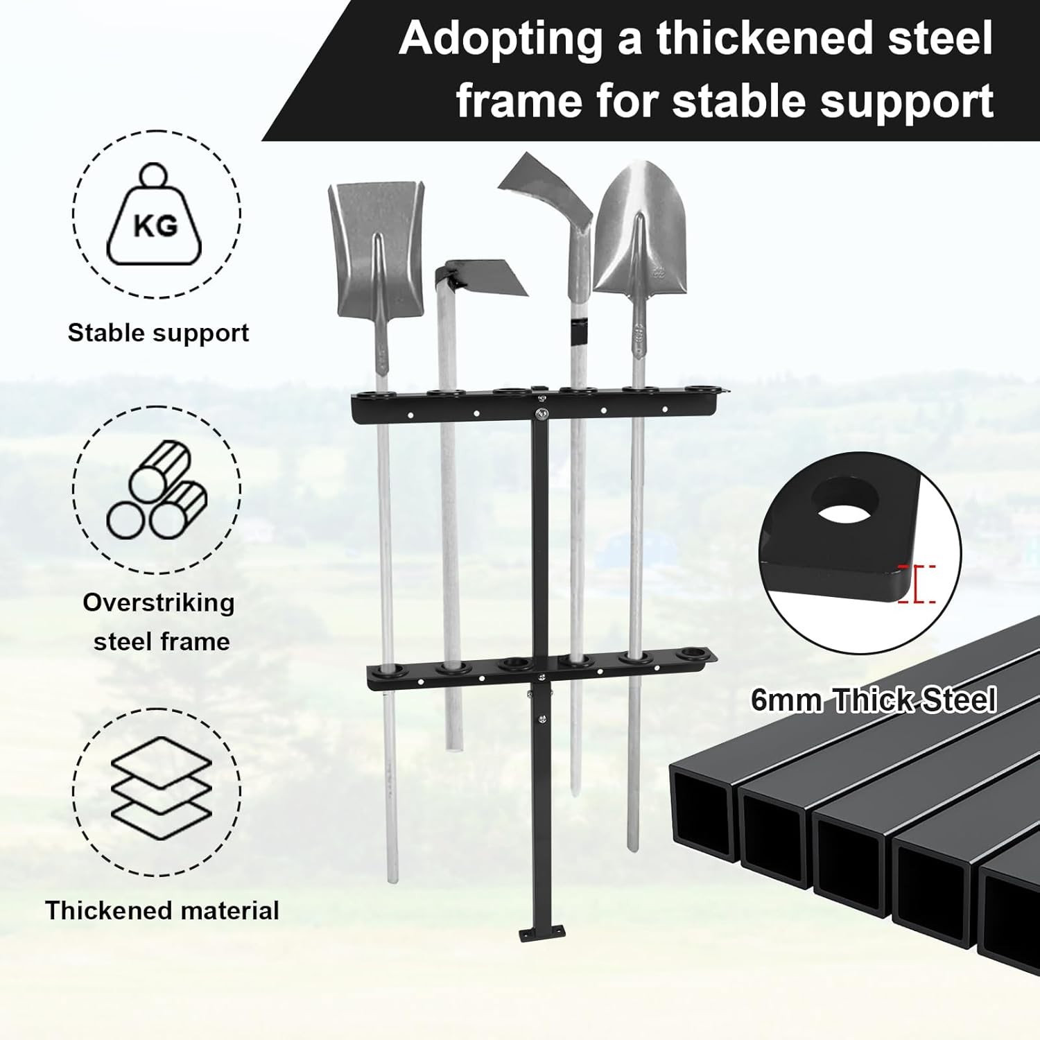 Soundforge Vertical Landscape Hand Tool Rack for Truck Trailers, Garage