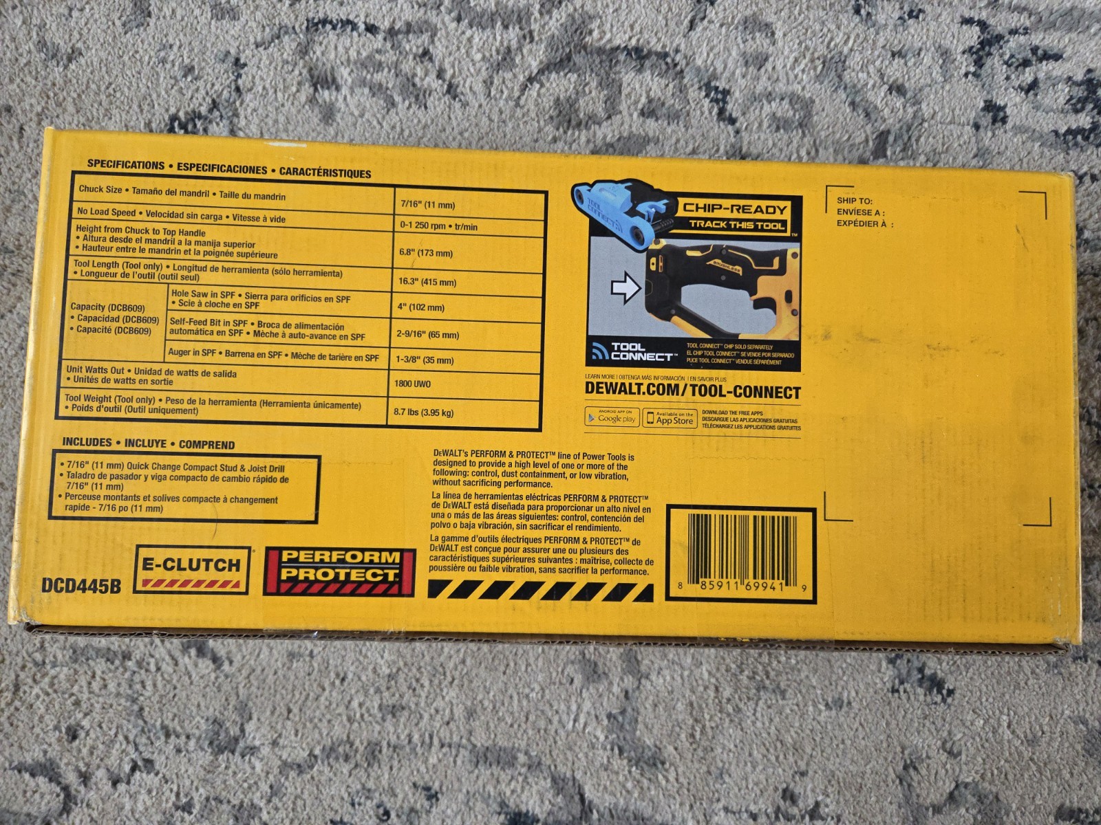 DeWALT DCD445B Brushless Cordless 7/16'' Compact Quick Change Stud & Joist Drill